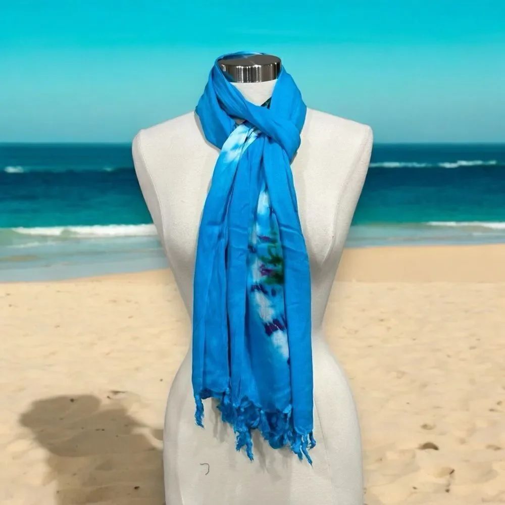 Indian Wear Women’s Tie-Dye Scarf in Turquoise Multi